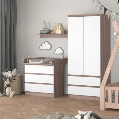 Image of Vicco Changing dresser Emma, White/Sonoma/Sonoma, 80 x 87 cm