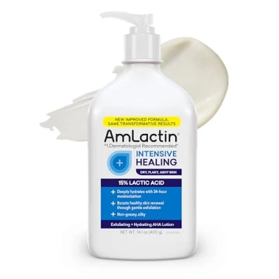 Image of AmLactin Rapid Relief Restoring Lotion + Ceramides, 14.1 Ounce with Pump, Paraben Free