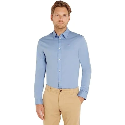 Image of Tommy Jeans Men’s TJM Original Long Sleeve Shirt, Blue (Lavender Lustre), 3XL