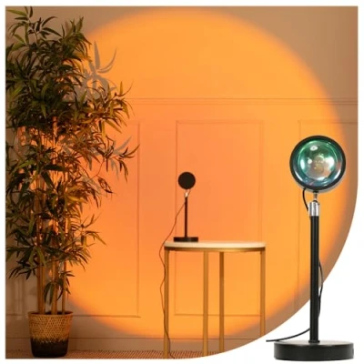 Image of Sunset Projector Lamp, Light for Home Décor, 360 Projection, Bedroom Night Light, USB Cable, Mood Lighting Lamp