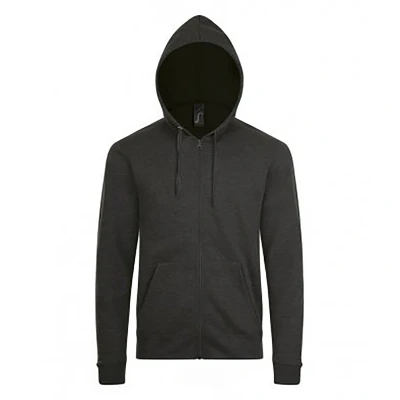Image of SOLS Mens Stone Zip Up Plain Hoodie (Charcoal Marl) Size Small