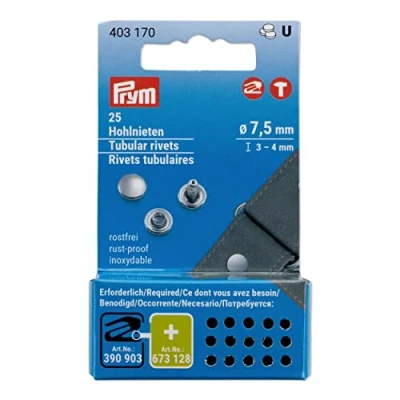 Image of Prym Hollow Rivets, Brass, Silver, 7,5mm