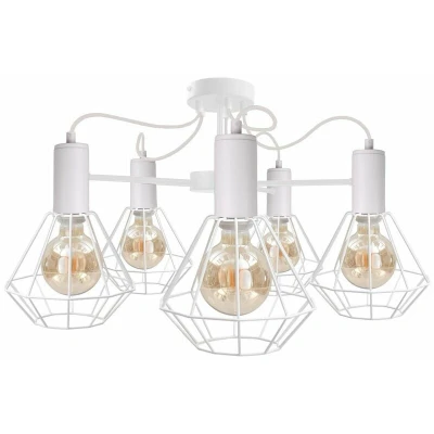 Image of Lars Multi Arm Semi Flush Ceiling Light White, 60cm, 5x E27