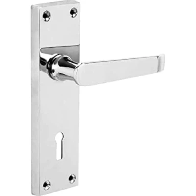 Image of Designer Levers Victorian Straight Lever Door Handles Polished Chrome 1 Pair Locking Handle