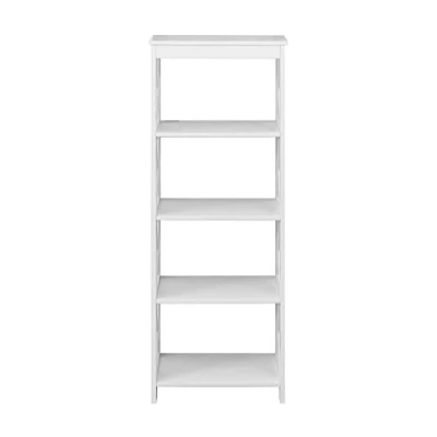 Image of Rebecca Mobili Freestanding bookshelf, White Modern Bookcase, Mdf, 4 Shelves, For Bathroom Living Room Measurements: 122 x 45 30 cm (HxWxD) Art. RE6686