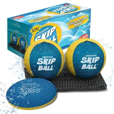 Image of Activ Life Skip Ball, 2 Pack (Cyan), Water Skipping Balls for Swimming Pools, Pool Ball and Toy Kids, Easter Basket Stuffer Gift Kids
