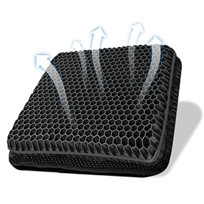 Image of Gel Seat Cushion, Double Thick Breathable Cushion Cool Honeycomb Design,Breathable Lumbar With Non Slip,Pressure Pain relief For Home Office Chair Car Wheelchair