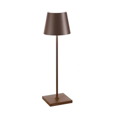 Image of Zafferano, Poldina Pro Lamp, Rechargeable Cordless Table Lamp with Touch Controls, Suitable for Interior and Outdoor, Dimmer, 2200 3000 K, Height 38 cm, Corten Colour