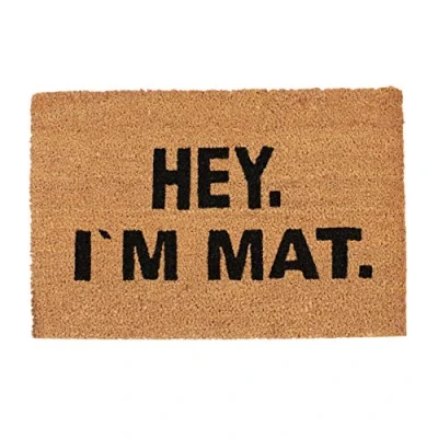 Image of Relaxdays Doormat I’M Mat, Coconut Fibres, Non Slip Welcome In and Outdoors, WxD: 60 x 40 cm, Natural/Black