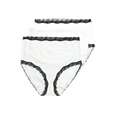 Image of Ulla Popken Women&#039;s 3 Pieces, Maxi Letter, lace and dots 830465 Underwear, White, 50 52