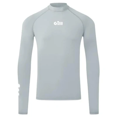 Image of Gill Mens ZenZero Rash Guard Vest Top Long Sleeve with 50+ UPF Sun Protection for Watersport (Light Grey, S)
