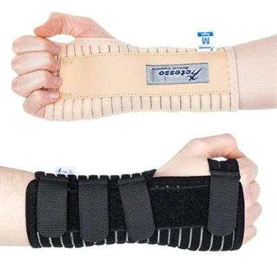 Image of Actesso Breathable Wrist Support Brace Splint Ideal for Carpal Tunnel, Sprains, and Tendonitis (Black, Medium Right)