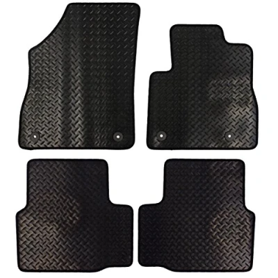Image of JVL 3632R Fully Tailored Rubber Car Mat, Set of 4, Black