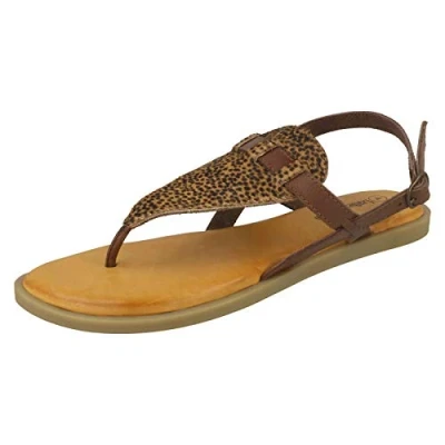 Image of Ladies Leather Collection Animal Print Sandals F00228 Brown Cheetah UK Size 7 EU 41 US 9