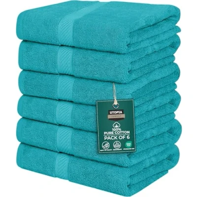 Image of Utopia Towels 6 Pack Bath Towel Set, 100% Ring Spun Cotton (60 x 120 CM) Medium Lightweight and Highly Absorbent Quick Drying Towels, Premium for Hotel, Spa Bathroom (TURQUOISE)