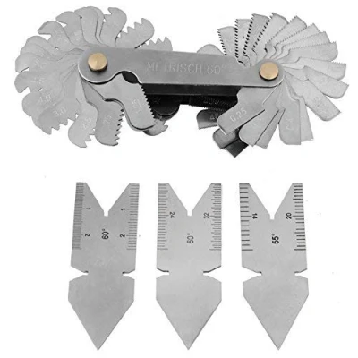 Image of Hilitand Stainless Steel Screw Thread Pitch Gauge of 52 Leaves and 3pcs Center Gauges Tool Set Plug Gage Measuring Metric Imperial (3pcs 60 OR 2pcs 60+1pc 55)