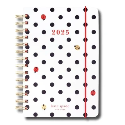 Image of Kate Spade New York Medium 12 Month 2025 Planner Monthly and Weekly Spreads, Sticker Sheel, Note Pages, Pocket Hardcover (Ladybug Dot)
