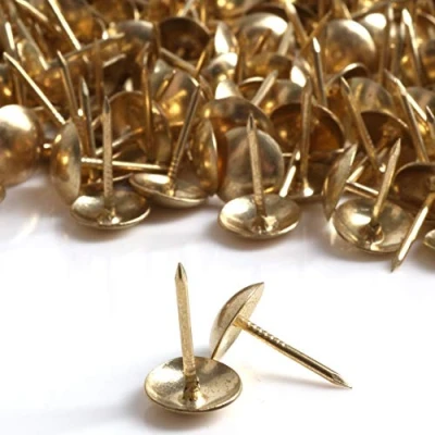 Image of 200x Brass Decorative Upholstery Nails 10mm Domed Head Fabric Furniture Tacks