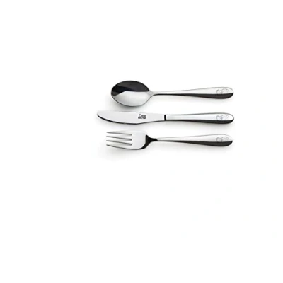 Image of Casa Mesa 3 Piece Children&#039;s Set Dinnerware, Tableware, Silverware Utensils Stainless Steel