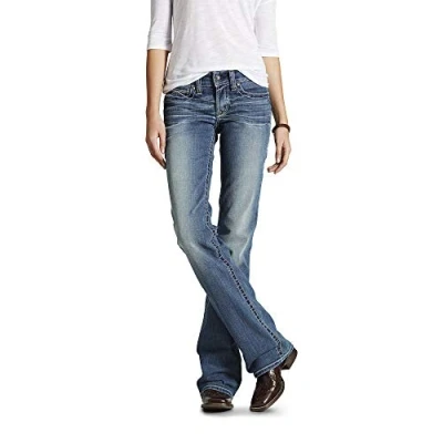 Image of ARIAT Women&#039;s R.e.a.l. Mid Rise Boot Cut Jeans, Rainstorm, 34 Extra Long
