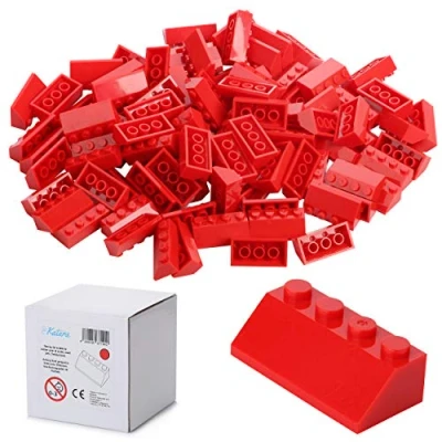 Image of Katara 100 building blocks in roof form, compatible with all other manufacturers Red