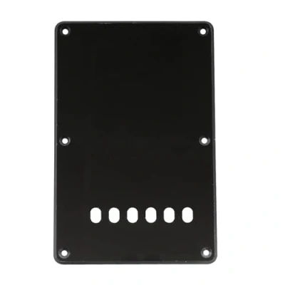 Image of Musiclily 6 Hole ST Back Plate Tremolo Cavity Cover for China Squier Electric Guitar, 1Ply Black