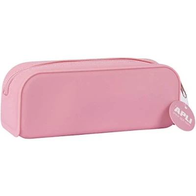 Image of APLI 18417 Nordik Collection Multi Purpose Silicone Pencil Case Pink School 185 x 75 55 mm