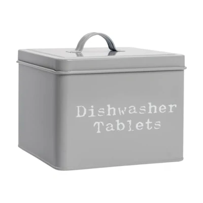 Image of Grey Vintage Dishwasher Tablet Tin By Harbour Housewares