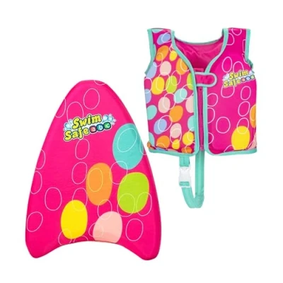 Image of Swimming Float Kickboard for Kids Learn to Swim Pink Foam Board Pool &amp; Vest. Floats Children with Topline Card. Exercise Equipments Beginning Swimmers