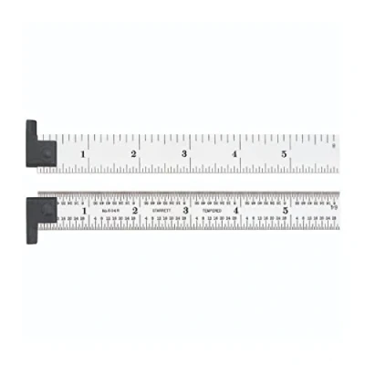 Image of Starrett CH604R 6 2 Sided Steel Ruler with Hook