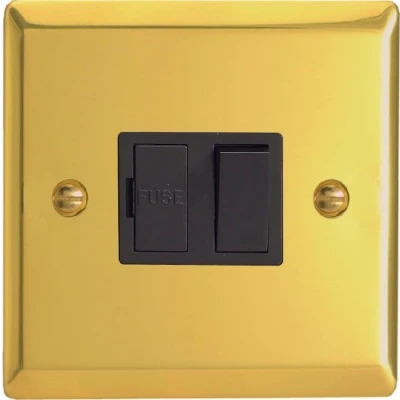 Image of Varilight 1G 13A Switched Fused Spur Victorian Brass XV6B