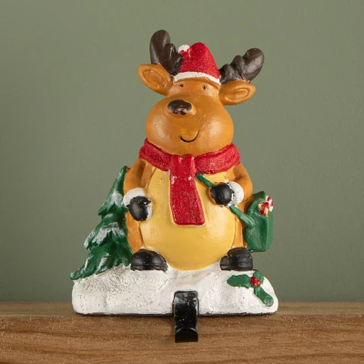 Image of 13cm Premier Christmas Stocking Hanger Decoration in Reindeer Design