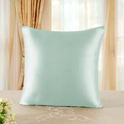 Image of townssilk 100% 19 mm Pure Mulberry Silk Pillowcase for Hair and Skin Health, with Hidden Zip, 600 Thread Count, 1 Piece, Size 50 x cm, Light Green