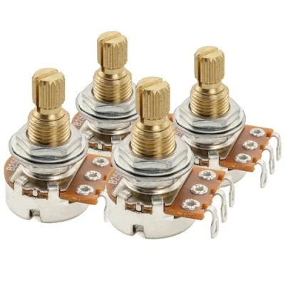 Image of Musiclily Pro B250K Brass Thread Metric Mini Potentiometers Split Shaft Linear Taper Pots for Electric Guitar Bass (Set of 4)