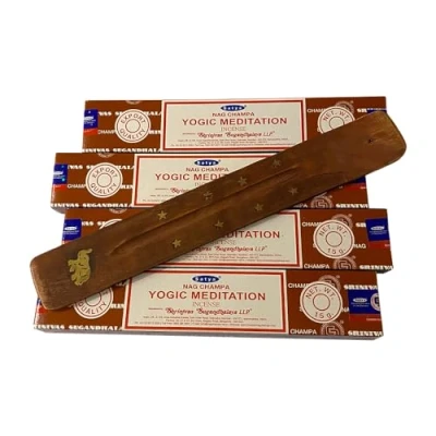 Image of VIE Satya Incense Sticks, 4 Packs x 15g, with Holder, Yogic Meditation
