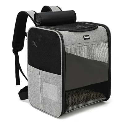 Image of Dogat Cat Carrier Backpack, Pet Backpack Front Pack, Puppy Dog Bag for Travel Camping Hiking, Portable Breathable Rucksack Medium and Small Cats &amp; Dogs, Grey