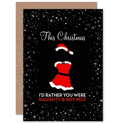Image of Wee Blue Coo Christmas Santa Funny Naughty Nice Kinky Sealed Greeting Card Plus Envelope Blank inside