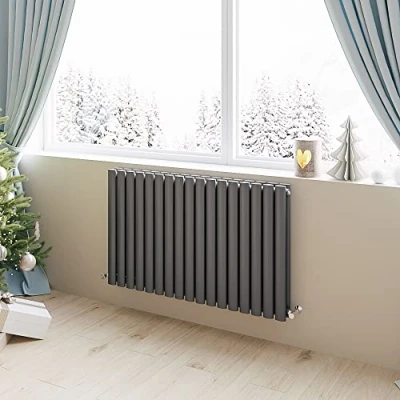 Image of Horizontal Radiator Oval Column Designer Central Heating Rad 600x1003mm Double Anthracite