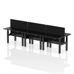 Image of Air B2B 1200x600mm Adjustable 6P Bench Desk CP Black/Black + Screen