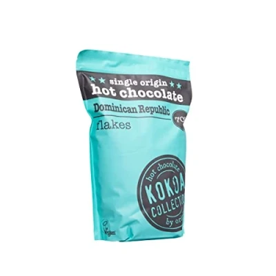Image of Kokoa Collection Dominican Republic 70% Cocoa Dark Hot Drinking Chocolate Flake Fairtrade Dairy &amp; Gluten Free Luxury (1KG)