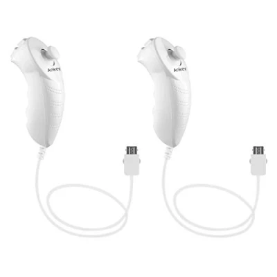 Image of Ankey 2Packs Nunchuck Controller Remote Replacement for Nintendo Nunchuk Wii U Console White