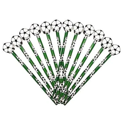Image of 12 x Football HB Pencils With Large Ball Shaped Eraser Topper. Ideal Party Bag Filler, End of Term Gift, Student Gift or Stocking Filler