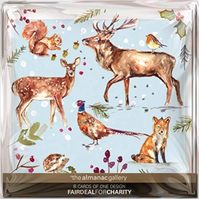 Image of Pack of 8 Charity Christmas Cards Woodland Wildlife 1 Design from The Almanac Gallery