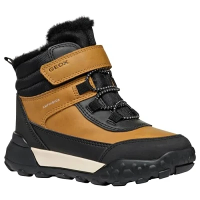 Image of Geox Trekkyup BOY ABX Winter boots for kids, Size: 11.5K, Dark yellow/black Imitation leather/ textile