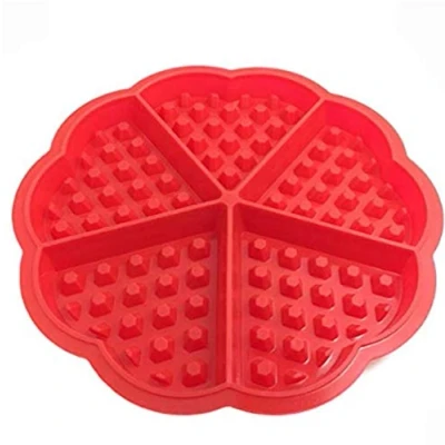 Image of Silicon Waffle Moulds,Waffle Baking Mould Muffin Non Stick Pan (red)
