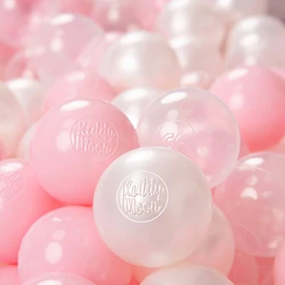 Image of KiddyMoon Soft Plastic Play Balls For Children 100 Balls/6Cm 2.36In Colourful Made In EU, Light Pink/Pearl/Transparent