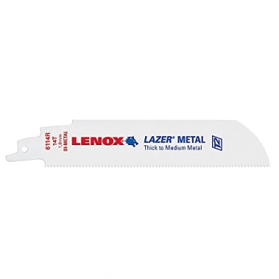 Image of Lenox Tools 201726114R 20172 6114R, 152 mm 14TPI Lazer Heavy Duty Cutting Bi Metal Reciprocating Saw Blade 5 Pack