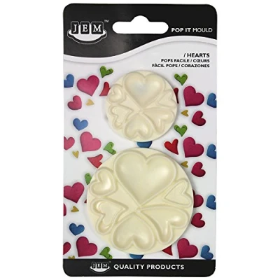 Image of PME 1102EP005 JEM &quot;Pop It&quot; Hearts Shaped Mould for Cake Decorating, Set of 2, Large / Small sizes, Ivory