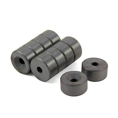 Image of Ferrite Magnet for Arts, Craft, Science and DIY 20mm dia x 10mm thick 5.2mm c/sink 1.2kg Pull South Pack of 10