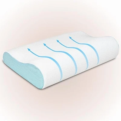 Image of Bedbric Memory Foam Pillow Cooling Gel Infused Ergonomic Orthopedic for Neck Pain Cervical Contour Pillows Side Sleepers Bed Side, Stomach and Back